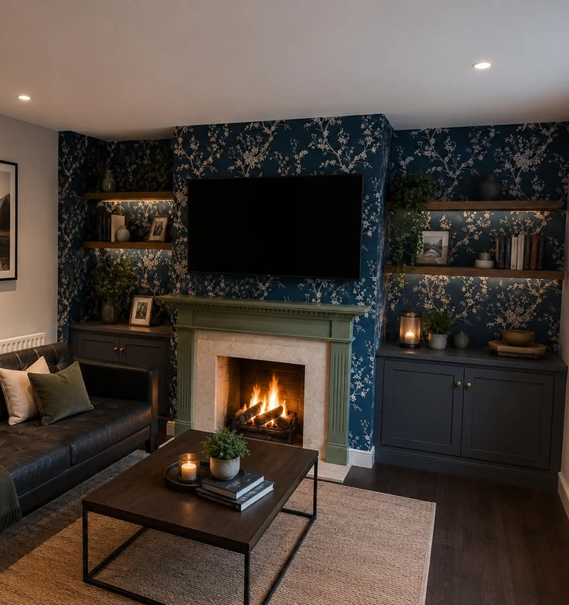 Wallpaper hanging in Worcester — pattern-matched feature wall by Worcester Rose Decorating